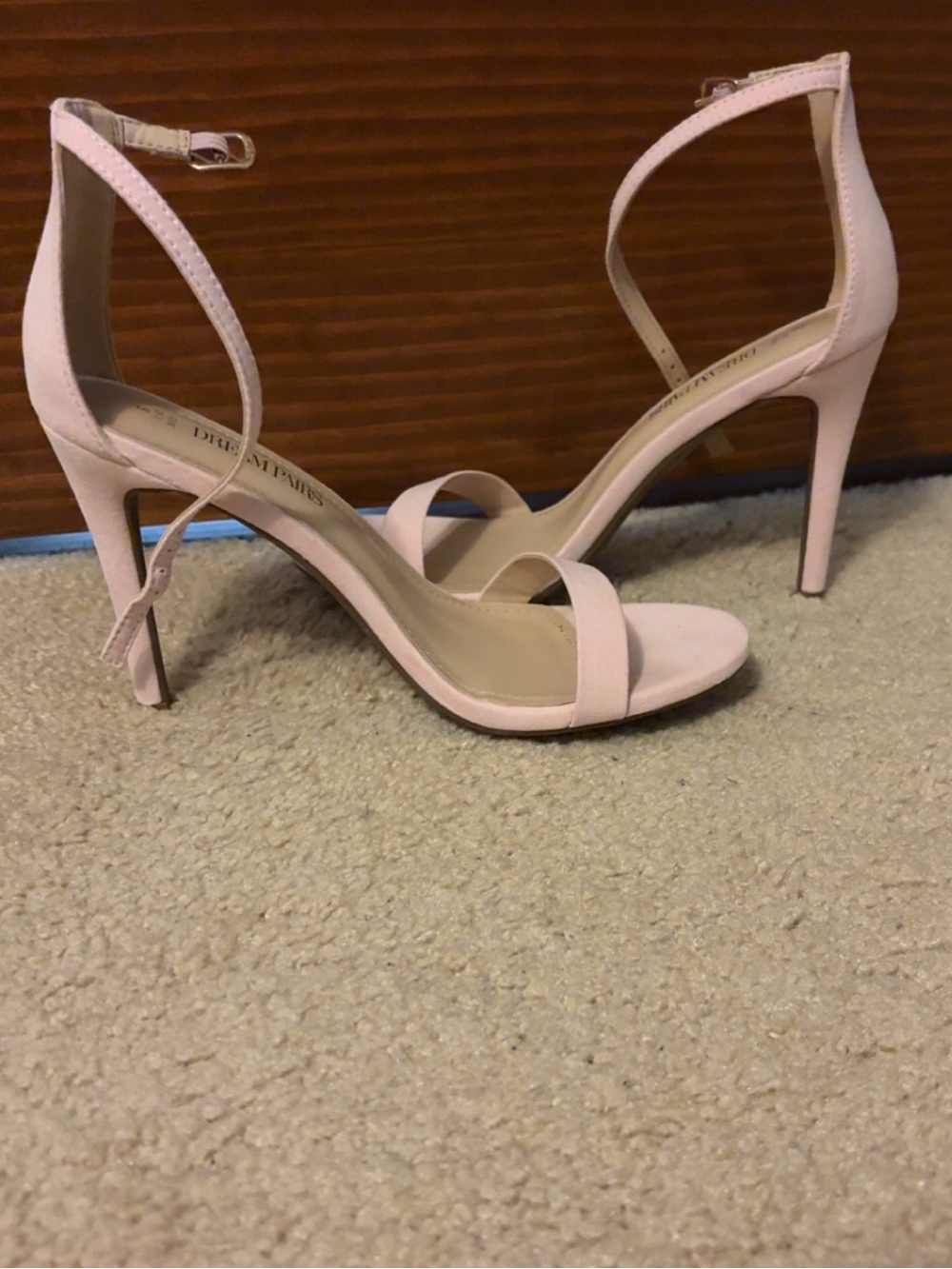 Women's Pink Strappy High Heel Sandals 4 Inch Heel Size 8